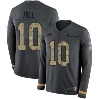 Nike Dolphins #10 Tyreek Hill Anthracite Salute To Service Stitched NFL Limited Therma Long Sleeve Jersey