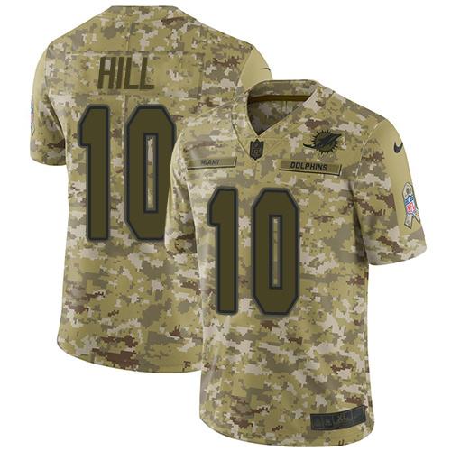 Nike Dolphins #10 Tyreek Hill Camo Stitched NFL Limited 2018 Salute To Service Jersey