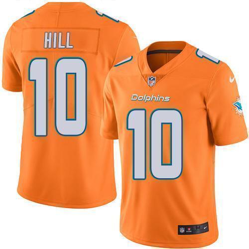 Nike Dolphins #10 Tyreek Hill Orange Stitched NFL Limited Rush Jersey