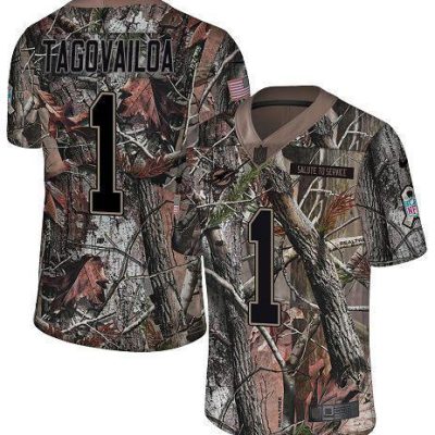 Nike Dolphins #1 Tua Tagovailoa Camo Stitched NFL Limited Rush Realtree Jersey