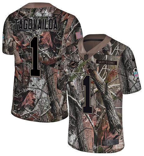 Nike Dolphins #1 Tua Tagovailoa Camo Stitched NFL Limited Rush Realtree Jersey