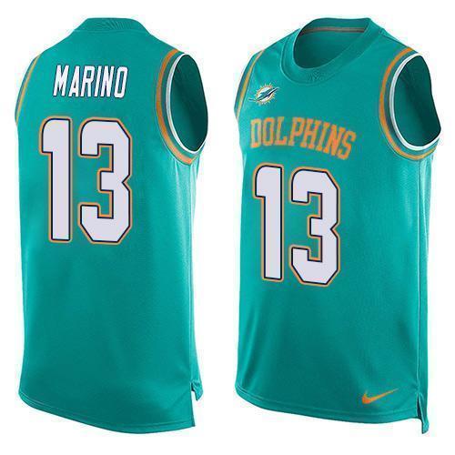 Nike Dolphins #13 Dan Marino Aqua Green Team Color Stitched NFL Limited Tank Top Jersey