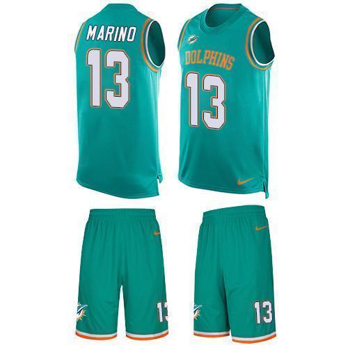 Nike Dolphins #13 Dan Marino Aqua Green Team Color Stitched NFL Limited Tank Top Suit Jersey