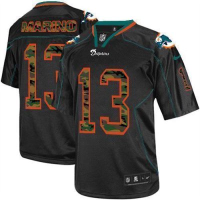 Nike Dolphins #13 Dan Marino Black Stitched NFL Elite Camo Fashion Jersey