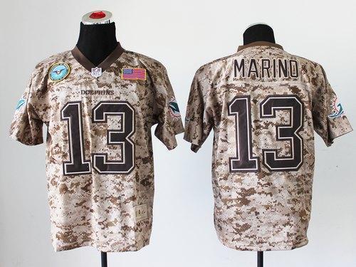 Nike Dolphins #13 Dan Marino Camo Stitched NFL New Elite USMC Jersey