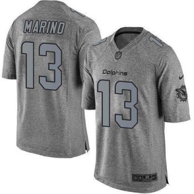 Nike Dolphins #13 Dan Marino Gray Stitched NFL Limited Gridiron Gray Jersey