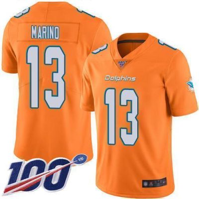 Nike Dolphins #13 Dan Marino Orange Stitched NFL Limited Rush 100th Season Jersey