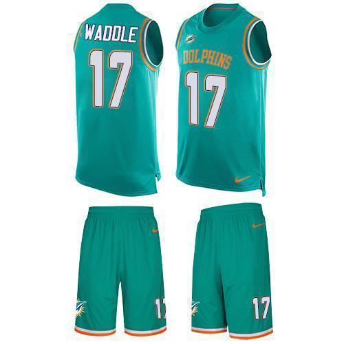 Nike Dolphins #17 Jaylen Waddle Aqua Green Team Color Stitched NFL Limited Tank Top Suit Jersey