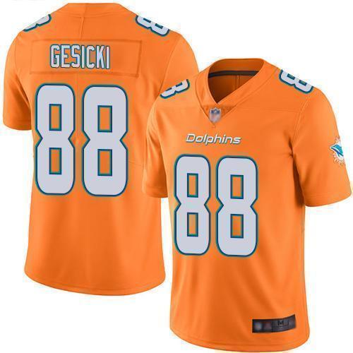 Nike Dolphins #88 Mike Gesicki Orange Stitched NFL Limited Rush Jersey