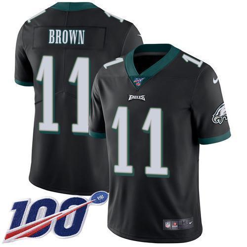 Philadelphia Eagles #11 A.J. Brown Black Alternate Stitched NFL 100th Season Vapor Untouchable Limited Jersey