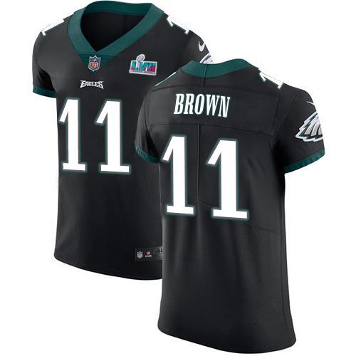 Philadelphia Eagles #11 A.J. Brown Black Alternate Super Bowl LVII Patch Stitched NFL New Elite Jersey