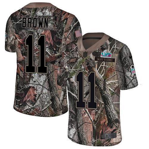 Philadelphia Eagles #11 A.J. Brown Camo Super Bowl LVII Patch Stitched NFL Limited Rush Realtree Jersey