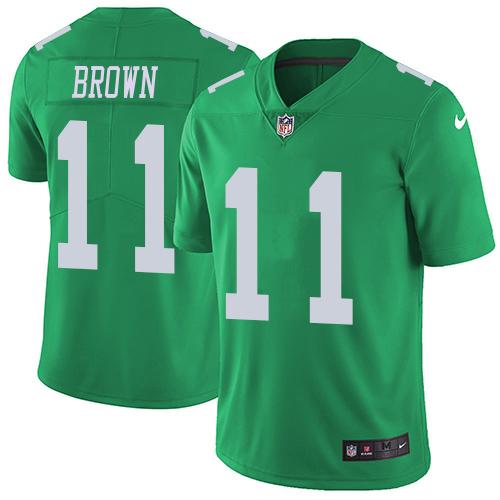 Philadelphia Eagles #11 A.J. Brown Green Stitched NFL Limited Rush Jersey