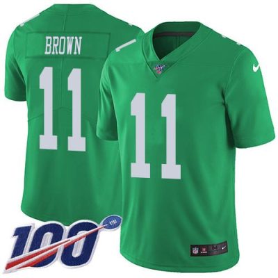 Philadelphia Eagles #11 A.J. Brown Green Stitched NFL Limited Rush 100th Season Jersey