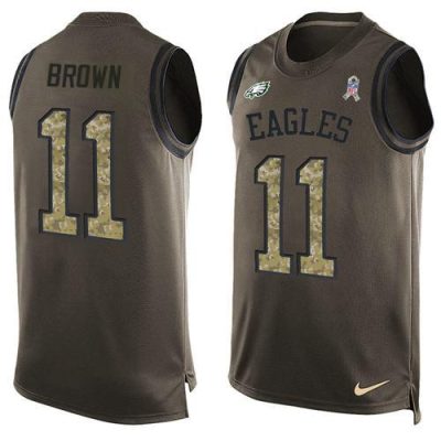 Philadelphia Eagles #11 A.J. Brown Green Stitched NFL Limited Salute To Service Tank Top Jersey