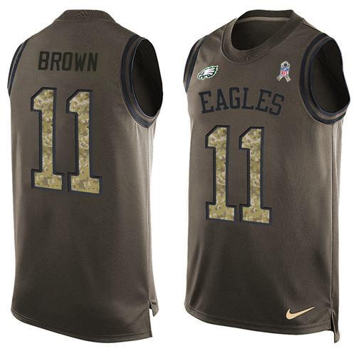 Philadelphia Eagles #11 A.J. Brown Green Stitched NFL Limited Salute To Service Tank Top Jersey