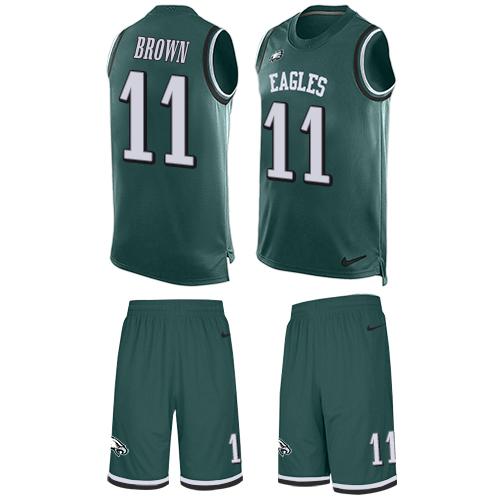 Philadelphia Eagles #11 A.J. Brown Green Team Color Stitched NFL Limited Tank Top Suit Jersey