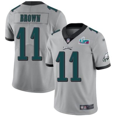 Philadelphia Eagles #11 A.J. Brown Silver Super Bowl LVII Patch Stitched NFL Limited Inverted Legend Jersey