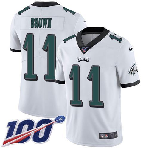 Philadelphia Eagles #11 A.J. Brown White Stitched NFL 100th Season Vapor Untouchable Limited Jersey
