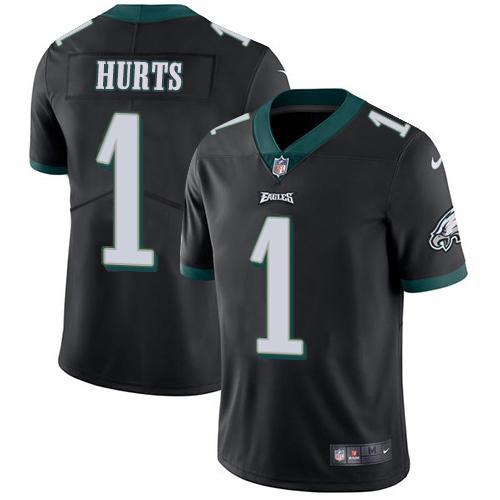 Philadelphia Eagles #1 Jalen Hurts Black Alternate Stitched NFL Vapor Untouchable Limited Jersey
