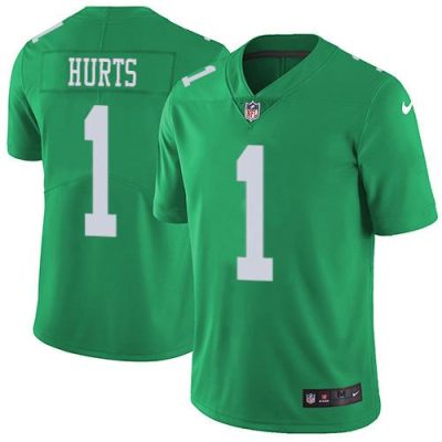 Philadelphia Eagles #1 Jalen Hurts Green Stitched NFL Limited Rush Jersey