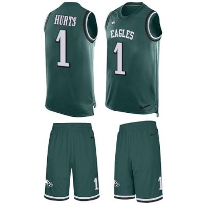 Philadelphia Eagles #1 Jalen Hurts Green Team Color Stitched NFL Limited Tank Top Suit Jersey
