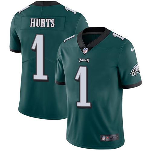 Philadelphia Eagles #1 Jalen Hurts Green Team Color Stitched NFL Vapor Untouchable Limited Jersey