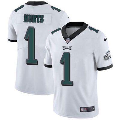 Philadelphia Eagles #1 Jalen Hurts White Stitched NFL Vapor Untouchable Limited Jersey
