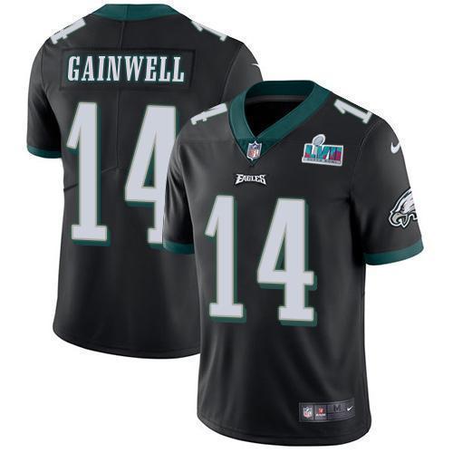Philadelphia Eagles #14 Kenneth Gainwell Black Alternate Super Bowl LVII Patch Stitched NFL Vapor Untouchable Limited Jersey