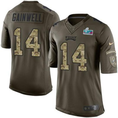 Philadelphia Eagles #14 Kenneth Gainwell Green Super Bowl LVII Patch Stitched NFL Limited 2015 Salute To Service Jersey