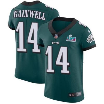 Philadelphia Eagles #14 Kenneth Gainwell Green Team Color Super Bowl LVII Patch Stitched NFL Vapor Untouchable Elite Jersey