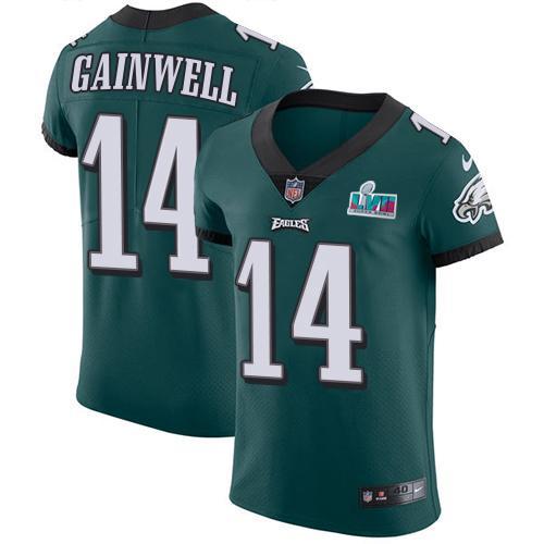 Philadelphia Eagles #14 Kenneth Gainwell Green Team Color Super Bowl LVII Patch Stitched NFL Vapor Untouchable Elite Jersey
