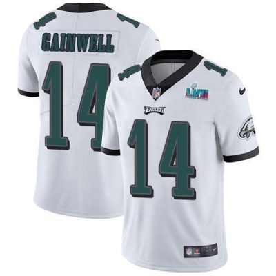 Philadelphia Eagles #14 Kenneth Gainwell White Super Bowl LVII Patch Stitched NFL Vapor Untouchable Limited Jersey