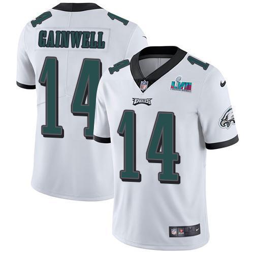 Philadelphia Eagles #14 Kenneth Gainwell White Super Bowl LVII Patch Stitched NFL Vapor Untouchable Limited Jersey
