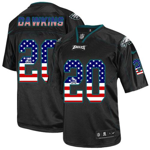 Philadelphia Eagles #20 Brian Dawkins Black Stitched NFL Elite USA Flag Fashion Jersey