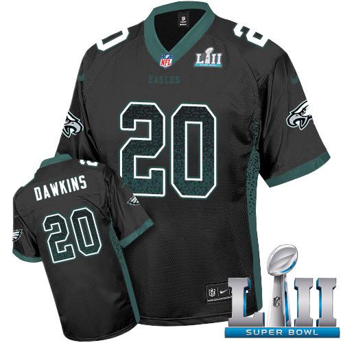 Philadelphia Eagles #20 Brian Dawkins Black Alternate Super Bowl LII Stitched NFL Elite Drift Fashion Jersey