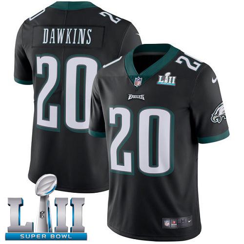 Philadelphia Eagles #20 Brian Dawkins Black Alternate Super Bowl LII Stitched NFL Vapor Untouchable Limited Jersey