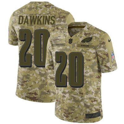Philadelphia Eagles #20 Brian Dawkins Camo Stitched NFL Limited 2018 Salute To Service Jersey