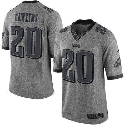 Philadelphia Eagles #20 Brian Dawkins Gray Stitched NFL Limited Gridiron Gray Jersey