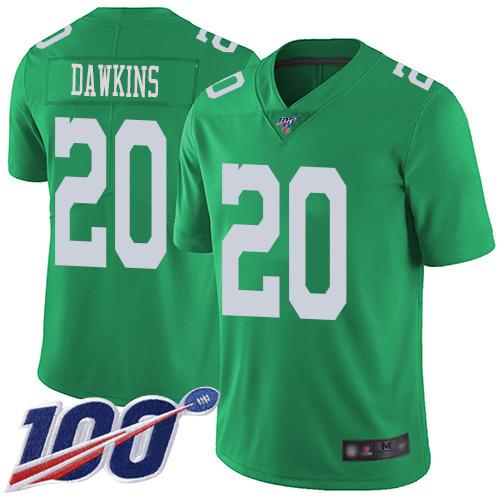 Philadelphia Eagles #20 Brian Dawkins Green Stitched NFL Limited Rush 100th Season Jersey