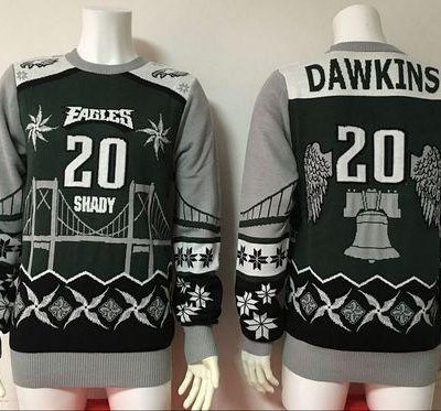 Philadelphia Eagles #20 Brian Dawkins Green/Grey Ugly Sweater