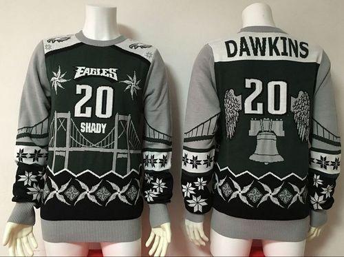 Philadelphia Eagles #20 Brian Dawkins Green/Grey Ugly Sweater