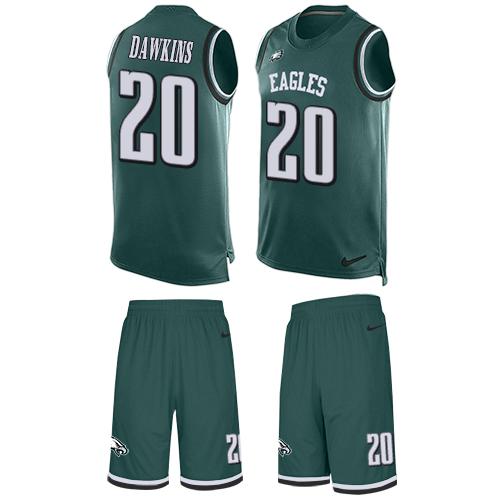 Philadelphia Eagles #20 Brian Dawkins Midnight Green Team Color Stitched NFL Limited Tank Top Suit Jersey
