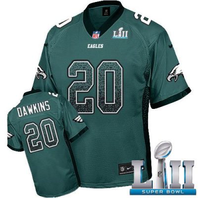 Philadelphia Eagles #20 Brian Dawkins Midnight Green Team Color Super Bowl LII Stitched NFL Elite Drift Fashion Jersey