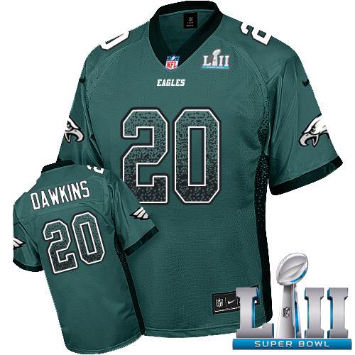 Philadelphia Eagles #20 Brian Dawkins Midnight Green Team Color Super Bowl LII Stitched NFL Elite Drift Fashion Jersey