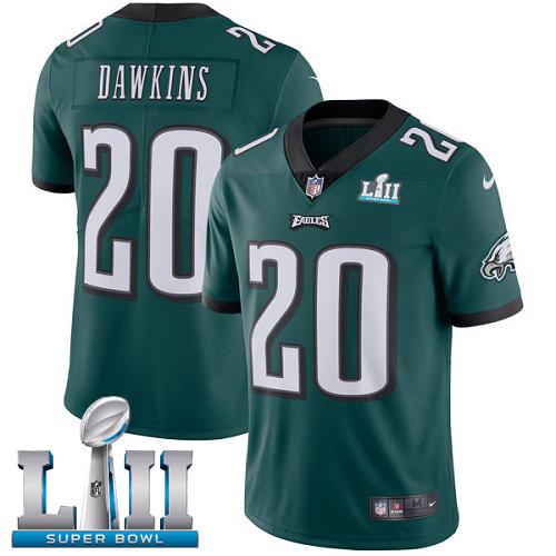 Philadelphia Eagles #20 Brian Dawkins Midnight Green Team Color Super Bowl LII Stitched NFL Vapor Untouchable Limited Jersey
