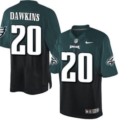 Philadelphia Eagles #20 Brian Dawkins Midnight Green/Black Stitched NFL Elite Fadeaway Fashion Jersey