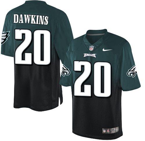 Philadelphia Eagles #20 Brian Dawkins Midnight Green/Black Stitched NFL Elite Fadeaway Fashion Jersey