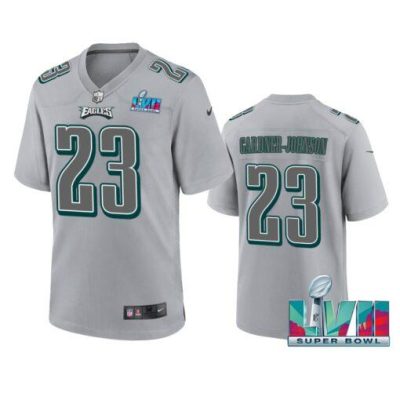 Philadelphia Eagles #23 C.J. Gardner-Johnson Super Bowl LVII Patch Atmosphere Fashion Game Jersey - Gray