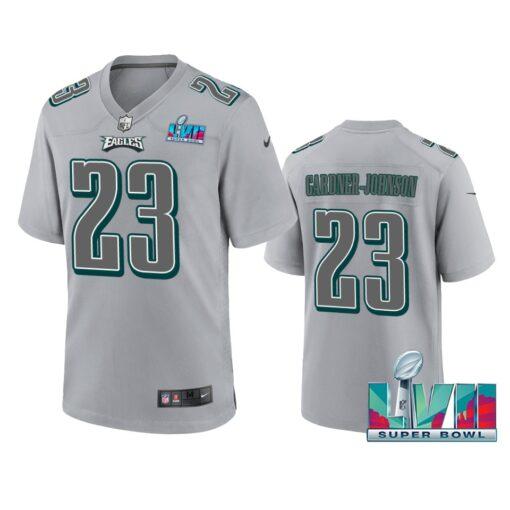 Philadelphia Eagles #23 C.J. Gardner-Johnson Super Bowl LVII Patch Atmosphere Fashion Game Jersey - Gray